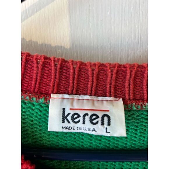 Keren Hart large green red button Christmas sweater usa Bears - Picture 2 of 6